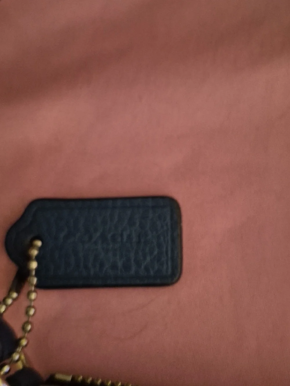 Coach Navy Leather Wristlet with Cream Shearling Trim